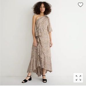 NWT JCrew One Shoulder Ruffle Hem Leopard Dress